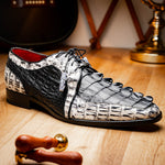 Marco Di Milano Caribe Caiman Crocodile Derby Black / Newspaper