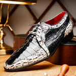 Marco Di Milano Caribe Caiman Crocodile Derby Black / Newspaper
