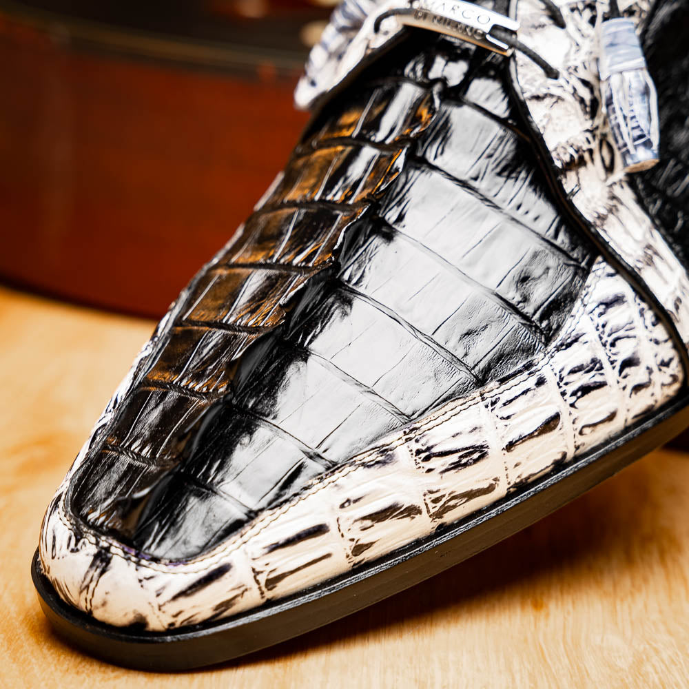 Marco Di Milano Caribe Caiman Crocodile Derby Black / Newspaper