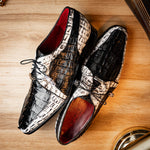 Marco Di Milano Caribe Caiman Crocodile Derby Black / Newspaper