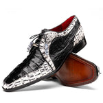 Marco Di Milano Caribe Caiman Crocodile Derby Black / Newspaper