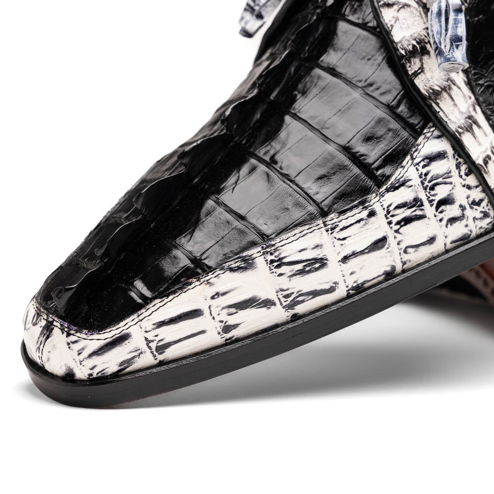 Marco Di Milano Caribe Caiman Crocodile Derby Black / Newspaper