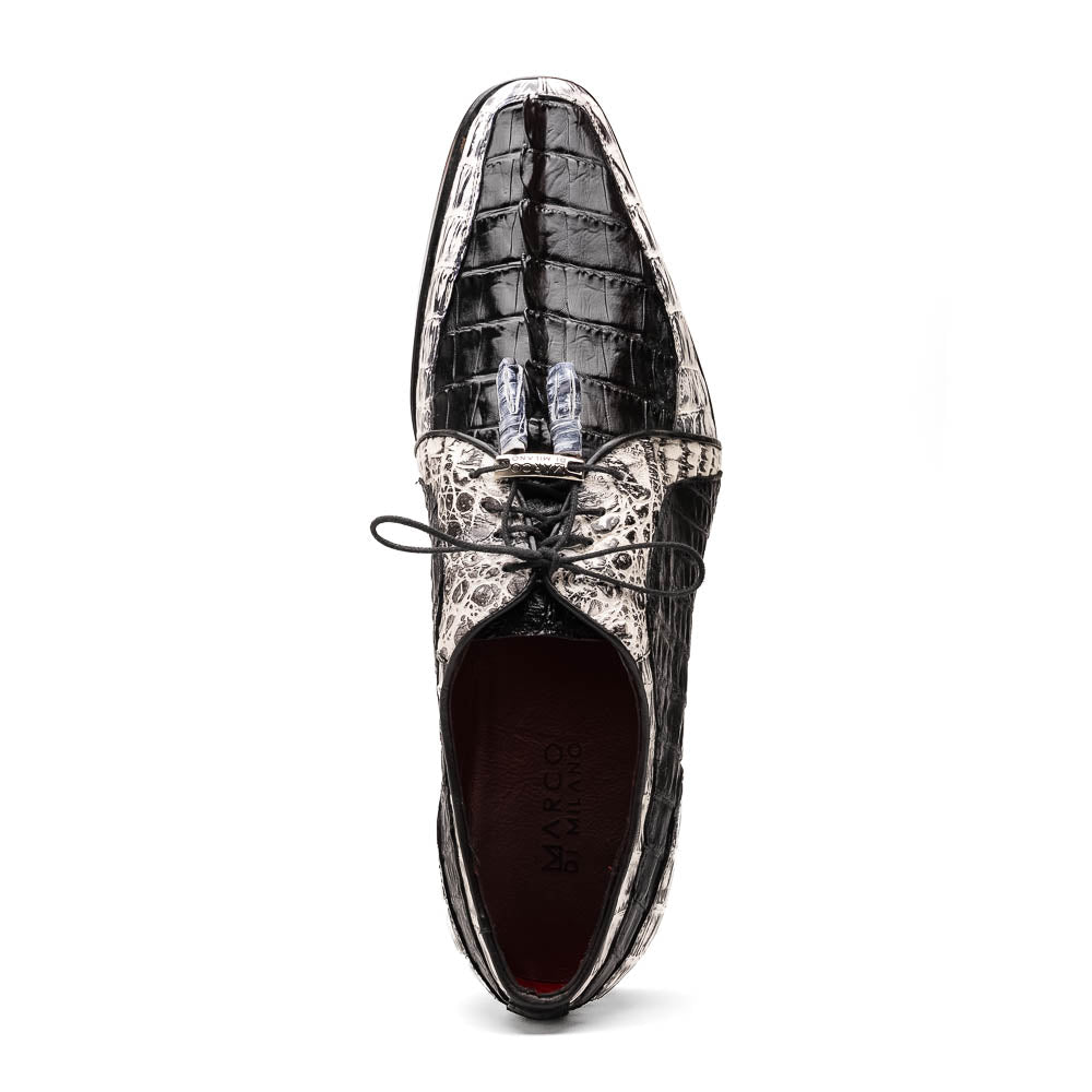 Marco Di Milano Caribe Caiman Crocodile Derby Black / Newspaper