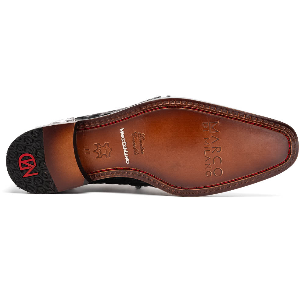 Marco Di Milano Caribe Caiman Crocodile Derby Black / Newspaper