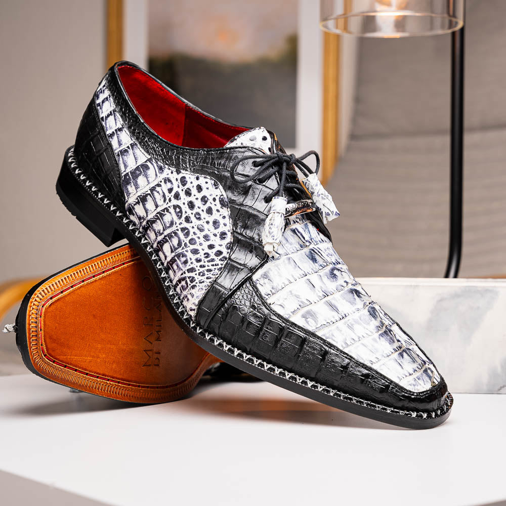 Marco Di Milano Caribe Caiman Crocodile Derby Newspaper / Black
