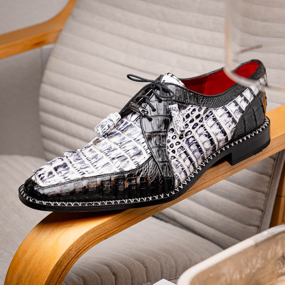 Marco Di Milano Caribe Caiman Crocodile Derby Newspaper / Black