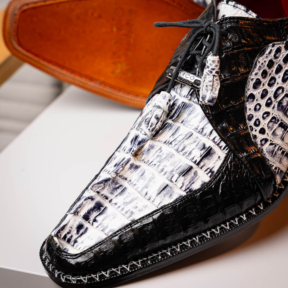 Marco Di Milano Caribe Caiman Crocodile Derby Newspaper / Black