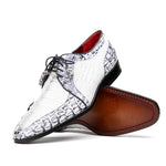 Marco Di Milano Caribe Caiman Crocodile Derby White / Newspaper