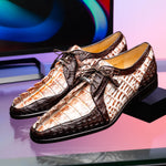 Marco Di Milano Caribe Caiman Crocodile Derby Rustic White / Brown