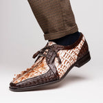 Marco Di Milano Caribe Caiman Crocodile Derby Rustic White / Brown