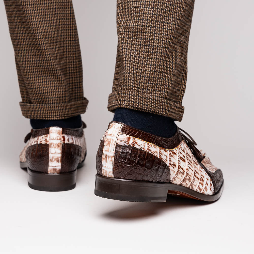 Marco Di Milano Caribe Caiman Crocodile Derby Rustic White / Brown