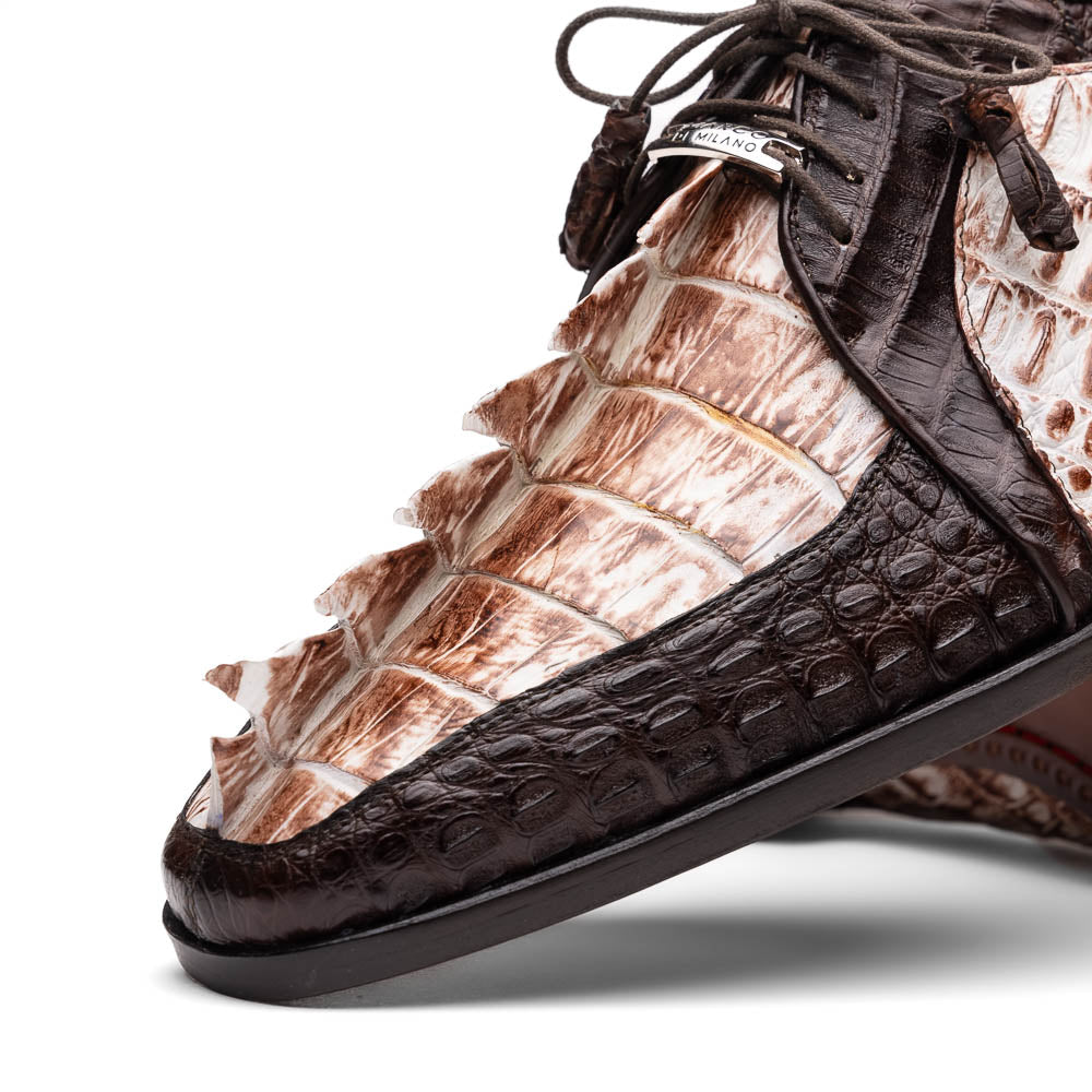 Marco Di Milano Caribe Caiman Crocodile Derby Rustic White / Brown