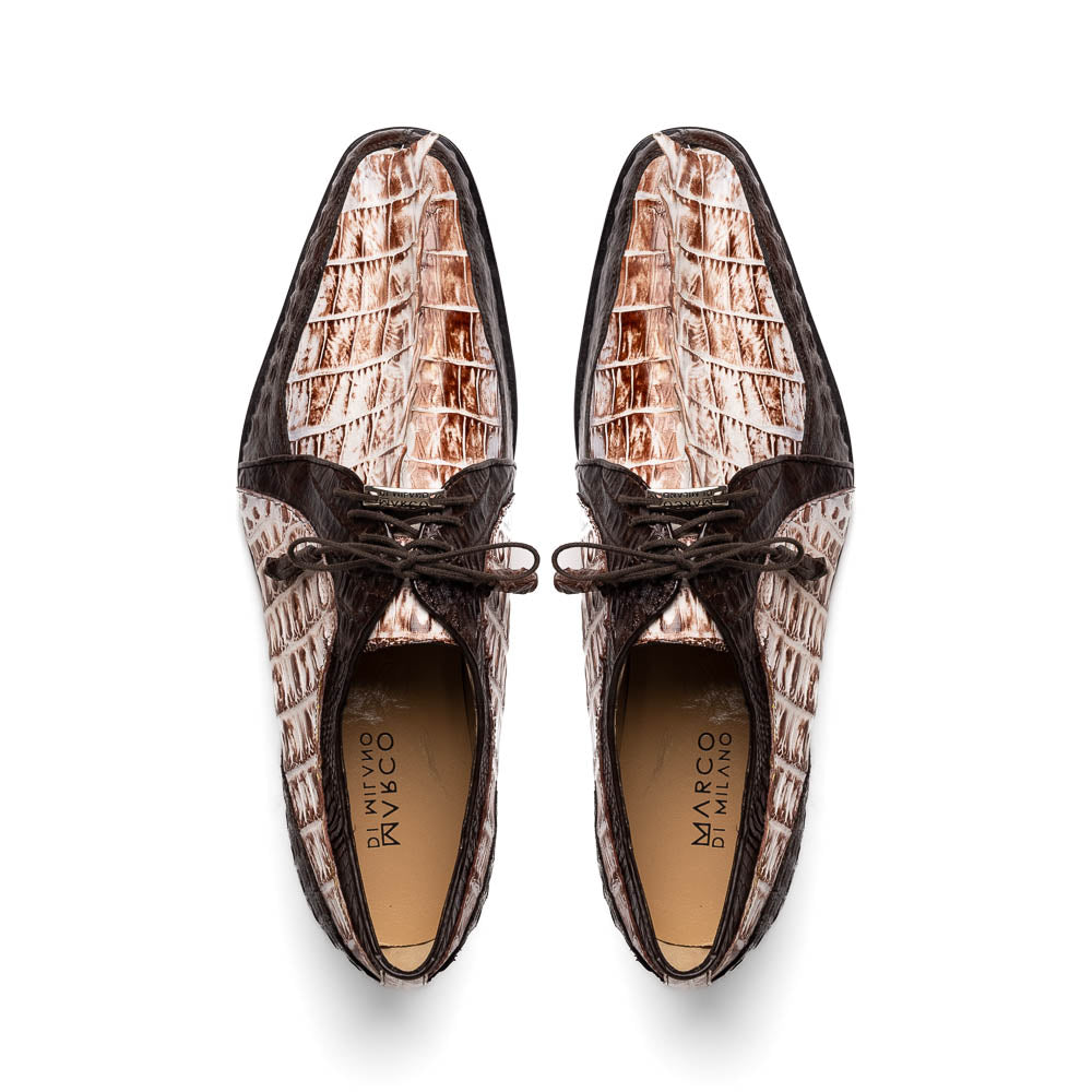 Marco Di Milano Caribe Caiman Crocodile Derby Rustic White / Brown