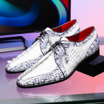 Marco Di Milano Caribe Caiman Crocodile Derby White / Newspaper