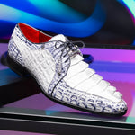 Marco Di Milano Caribe Caiman Crocodile Derby White / Newspaper