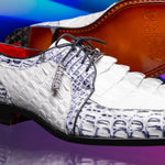 Marco Di Milano Caribe Caiman Crocodile Derby White / Newspaper