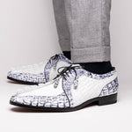 Marco Di Milano Caribe Caiman Crocodile Derby White / Newspaper