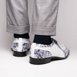 Marco Di Milano Caribe Caiman Crocodile Derby White / Newspaper