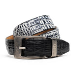 Marco Di Milano Caribe Caiman Crocodile Belt Black / Newspaper