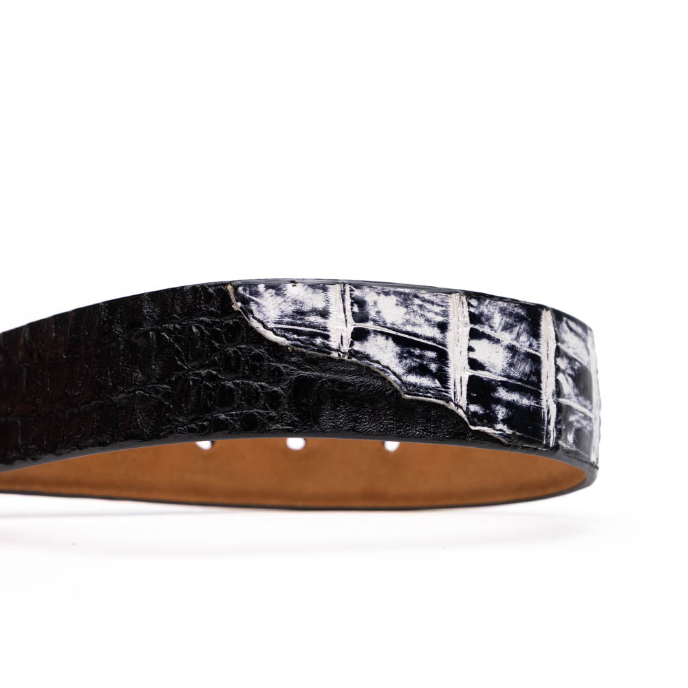 Marco Di Milano Caribe Caiman Crocodile Belt Newspaper / Black
