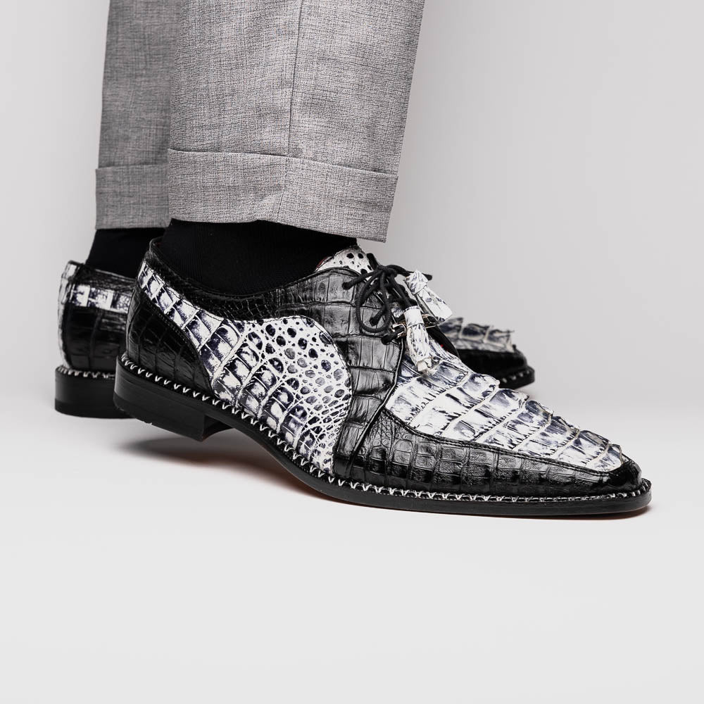 Marco Di Milano Caribe Caiman Crocodile Derby Newspaper / Black