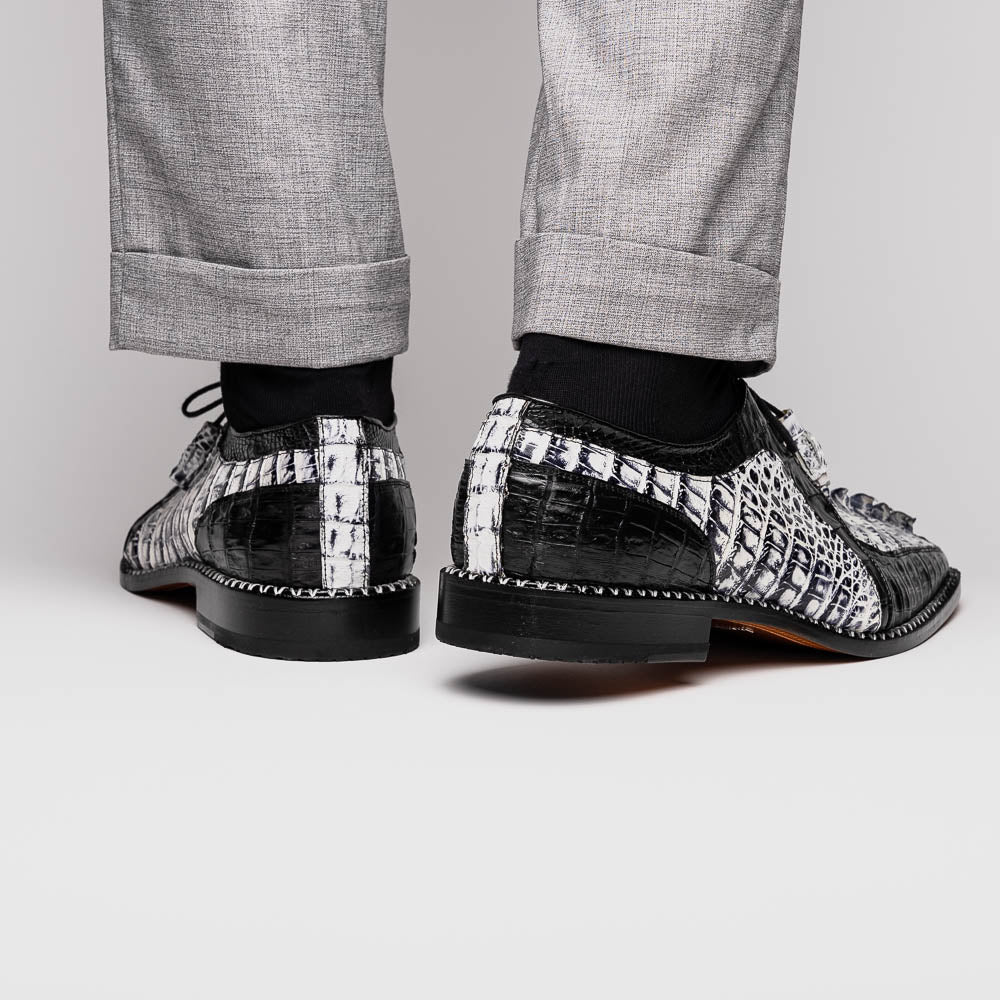Marco Di Milano Caribe Caiman Crocodile Derby Newspaper / Black