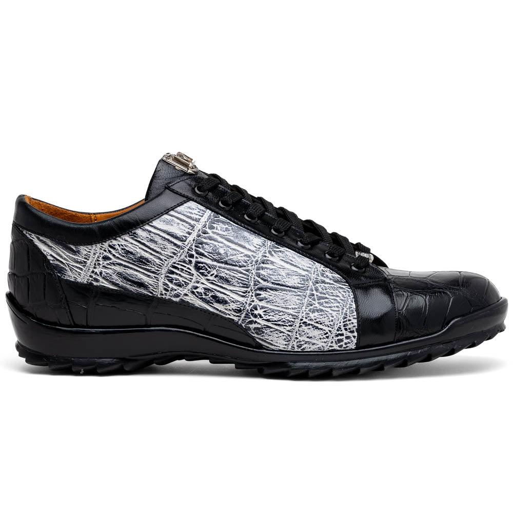 Marco Di Milano Cairo Alligator Sneakers Black / Newspaper