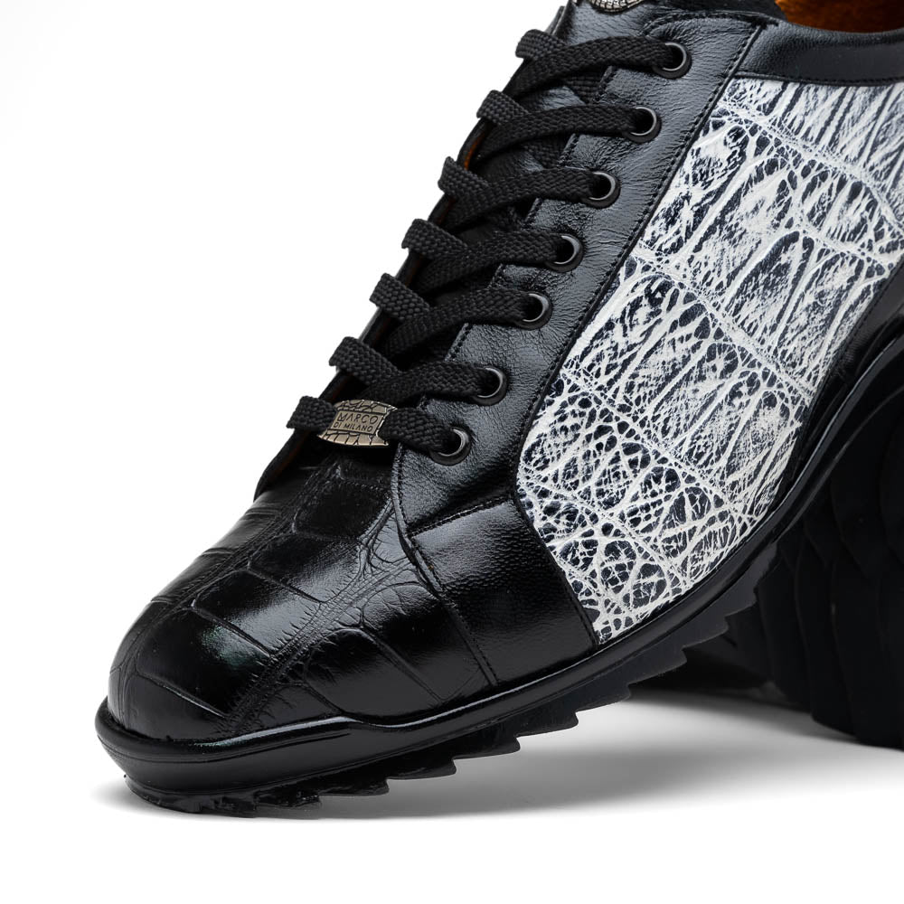 Marco Di Milano Cairo Alligator Sneakers Black / Newspaper