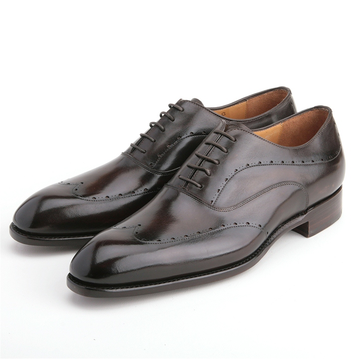 Carlos Santos Cruise Wingtip Brogue Oxfords Dark Brown
