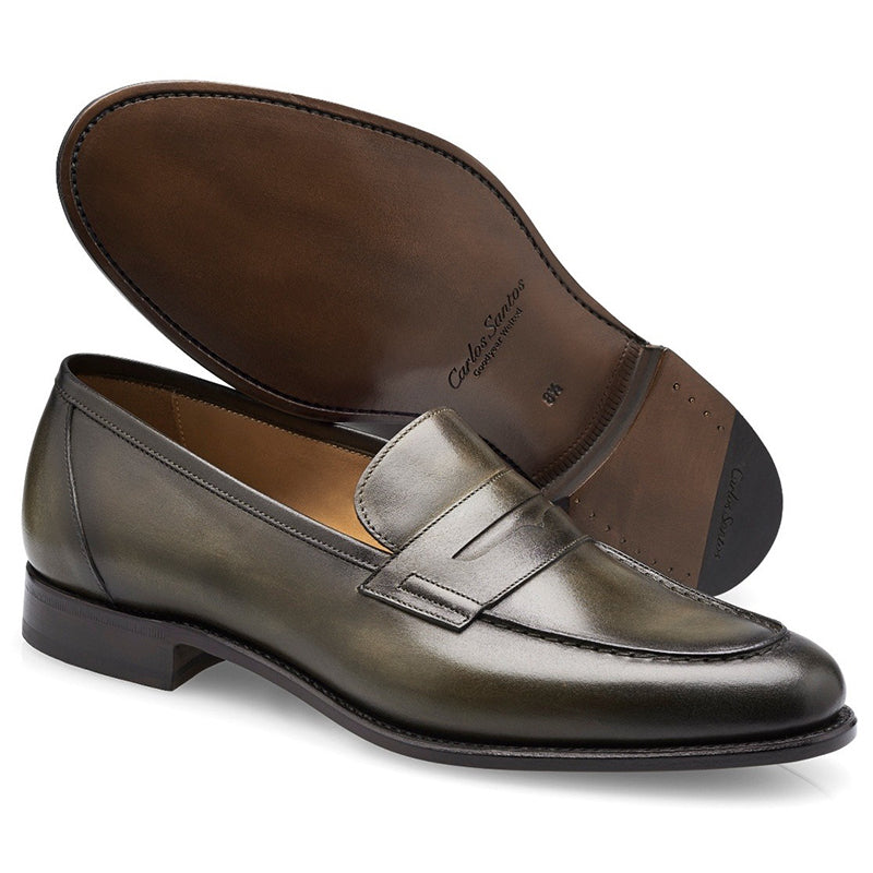 Carlos Santos Elliot 9176 Penny Loafer Shoes Bosco