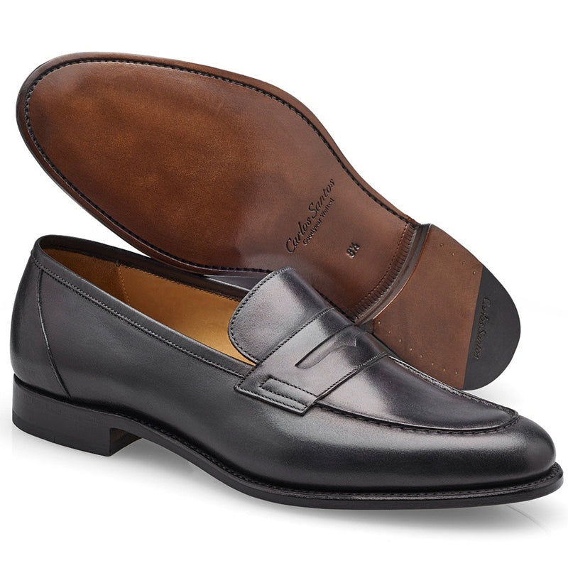 Carlos Santos Elliot 9176 Penny Loafer Shoes Noir Shadow