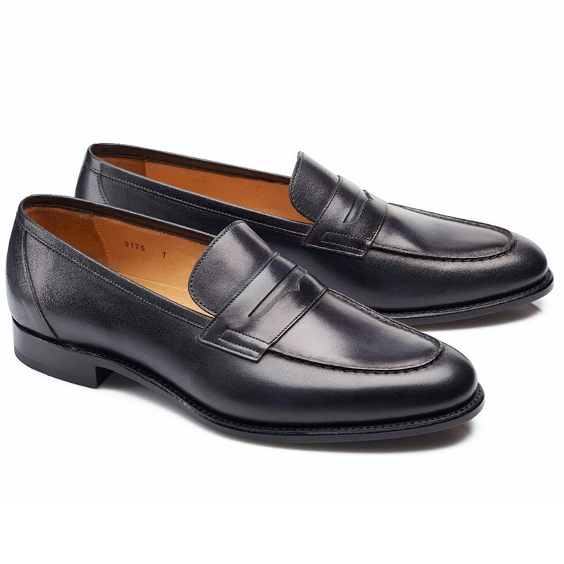 Carlos Santos Elliot 9176 Penny Loafer Shoes Noir Shadow