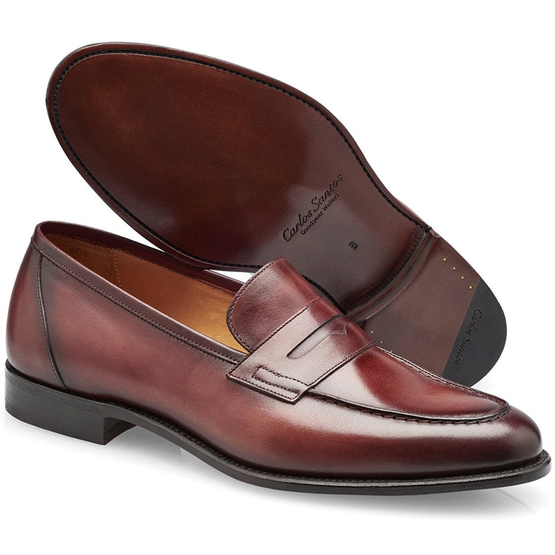 Carlos Santos Elliot 9176 Penny Loafer Shoes Wine Shadow