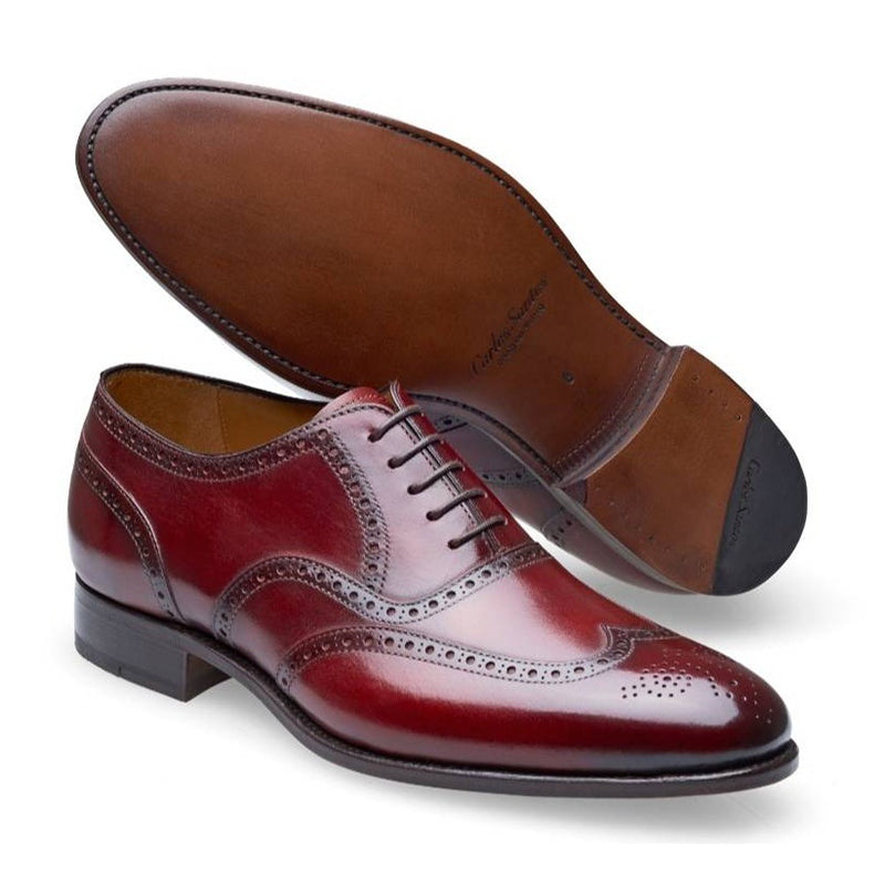 Carlos Santos Frank 7273 Wingtip Shoes Wine Shadow