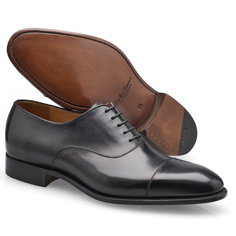 Carlos Santos Harold 8627 Cap Toe Oxfords Noir Shadow
