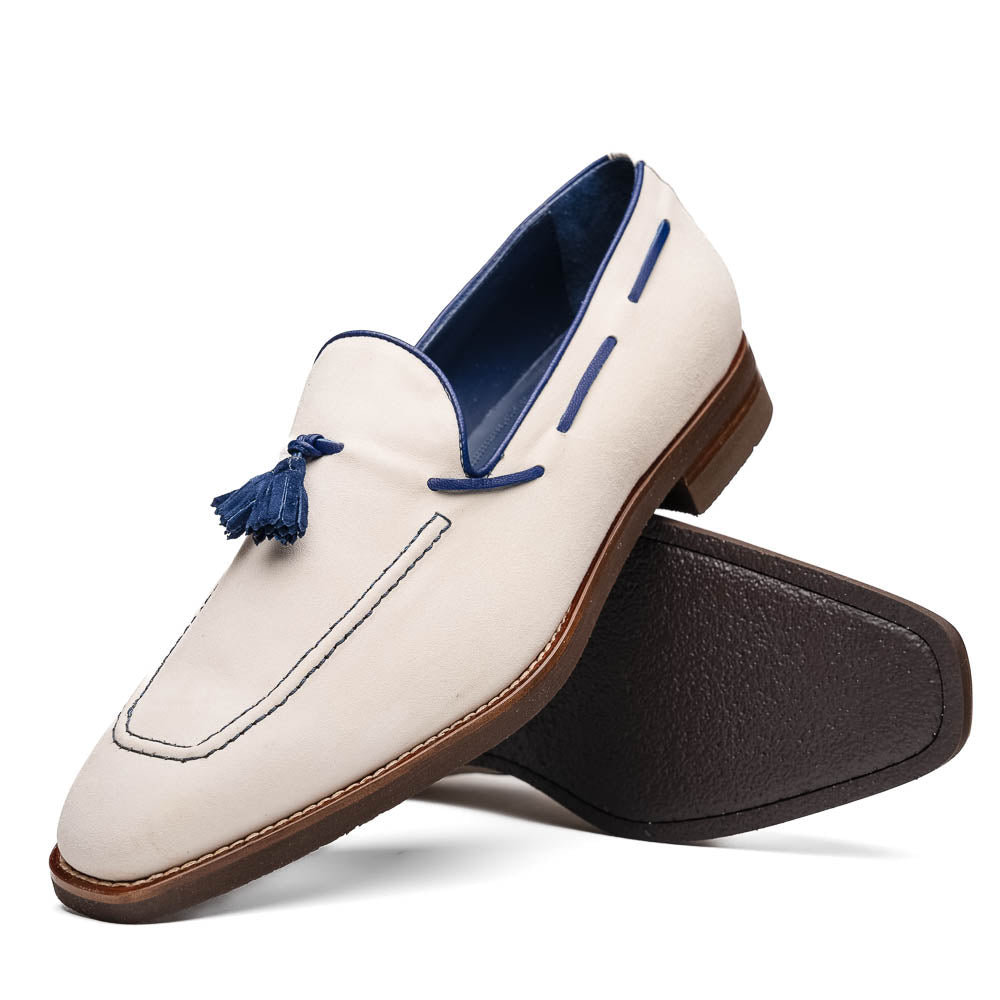 Zelli Carmen Sueded Italian Goatskin Tassel Loafers Sand (16-628-SND)