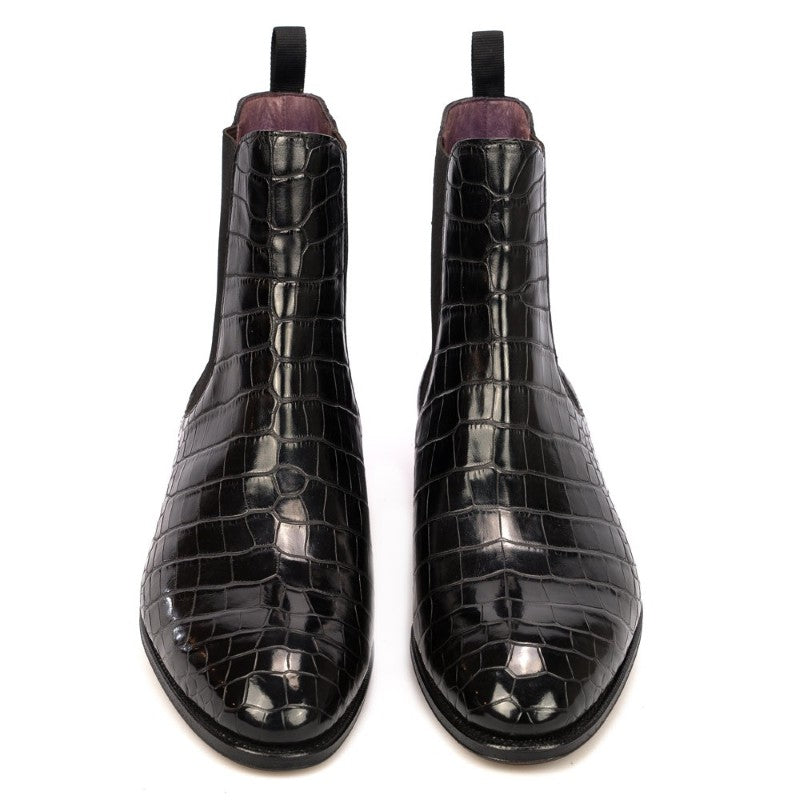 Carmina Alligator Chelsea Boots Black
