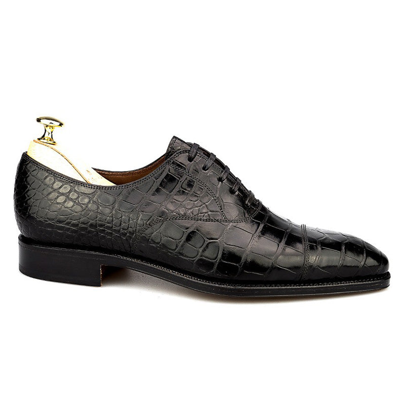 Carmina Alligator Oxfords 80212 Rain Black