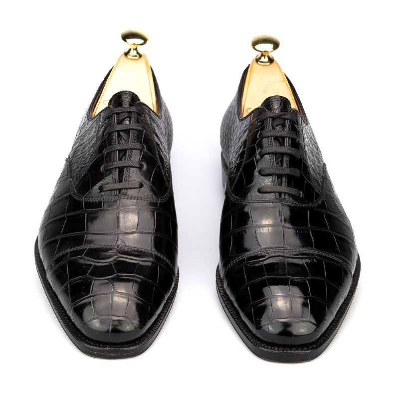 Carmina Alligator Oxfords 80212 Rain Black