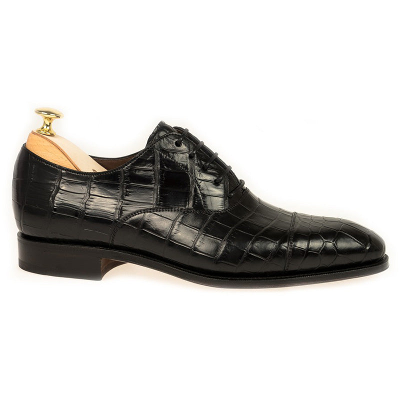 Carmina Alligator Oxfords 80386 Rain Black