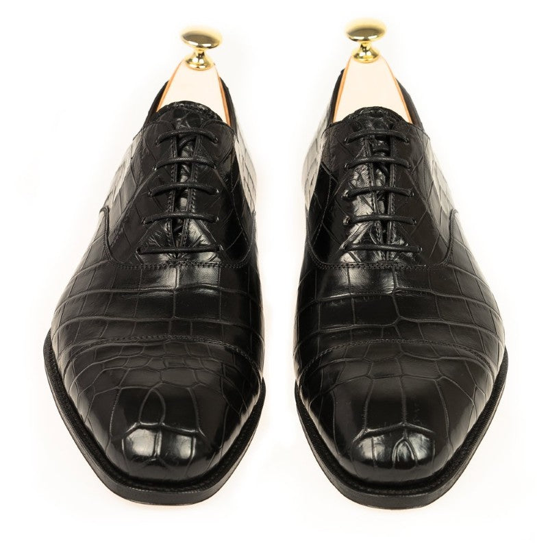 Carmina Alligator Oxfords 80386 Rain Black