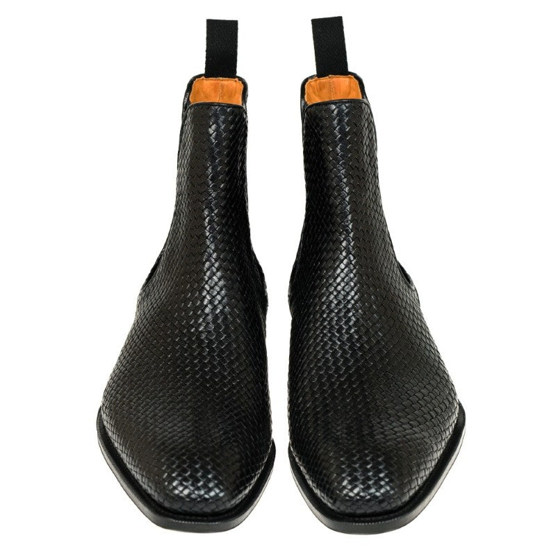 Carmina Braided Chelsea Boots 80306 Rain Black