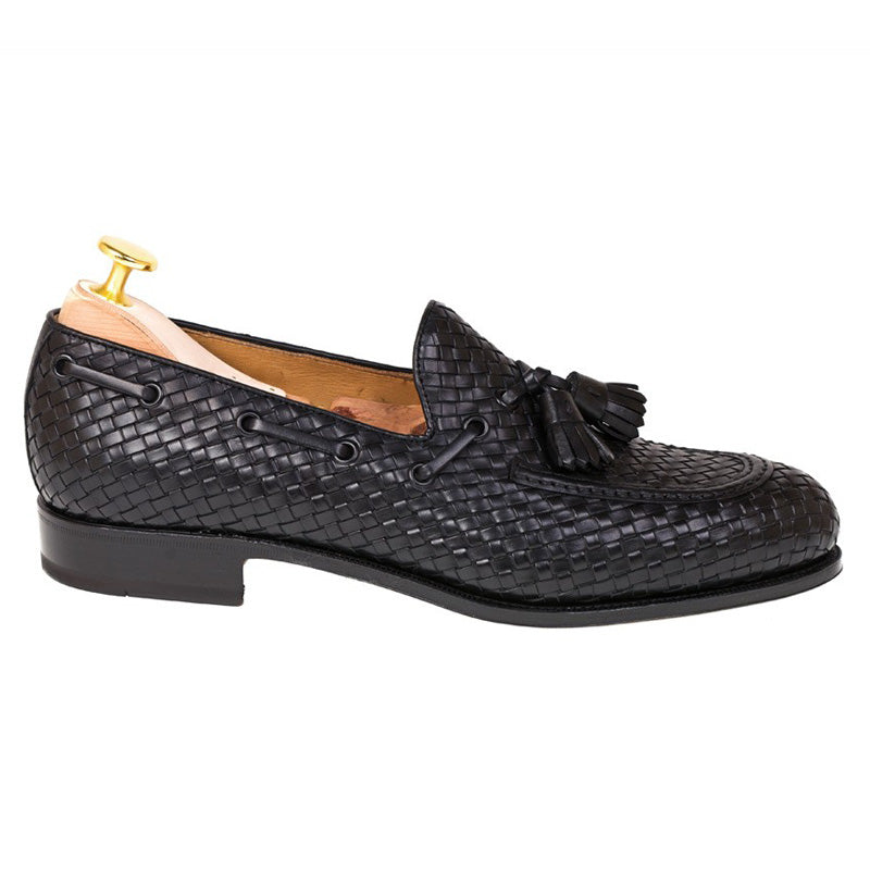 Carmina Braided Tassel Loafers 80299 Forest Black
