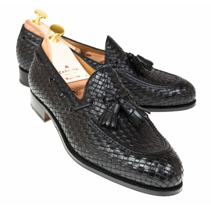 Carmina Braided Tassel Loafers 80299 Forest Black