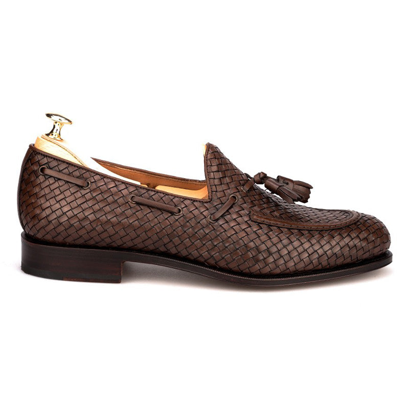 Carmina Braided Tassel Loafers 80299 Forest Brown