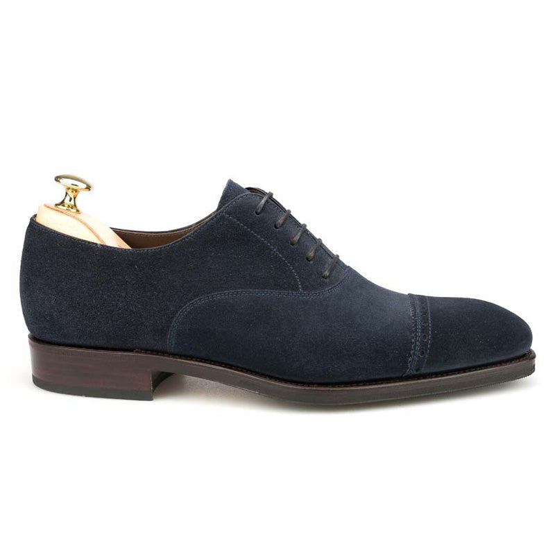 Carmina Cap Toe Oxfords 80201 Rain Navy Suede