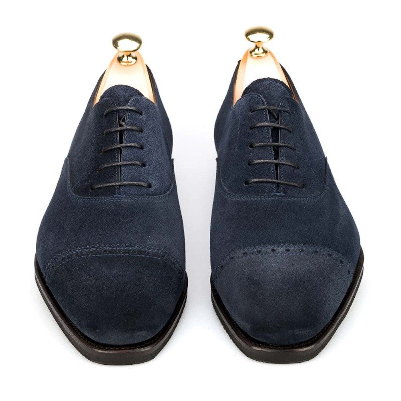 Carmina Cap Toe Oxfords 80201 Rain Navy Suede