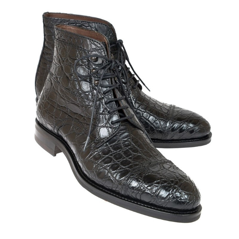 Carmina Crocodile Ankle Boots 80207 Soller Black