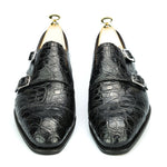 Carmina Crocodile Double Monk Strap 10003 Simpson Black