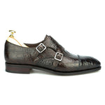 Carmina Crocodile Double Monk Strap 10003 Simpson Brown